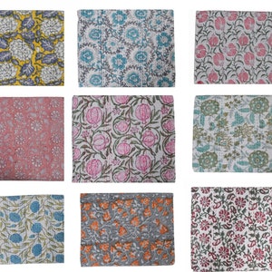 New Floral Print Indian Kantha Quilt Handmade Kantha Bedcover Throw Cotton Blanket Gudari Twin/Queen kantha Quilt , Twin Kantha Quilt