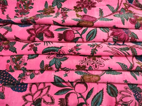 Floral Print Velvet Fabric, Soft Indian Upholstery, Dressmaking Sewing