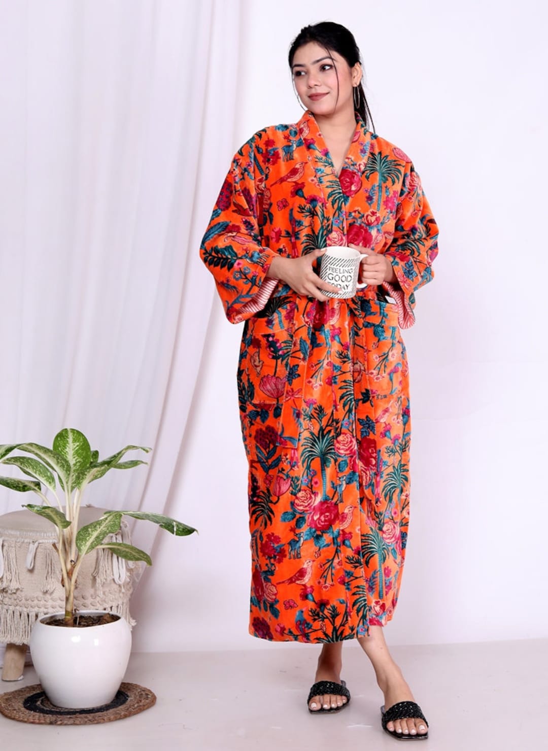 Indian Cotton Floral Birdal Robe for Women Indian Soft & Comfy Dress ...
