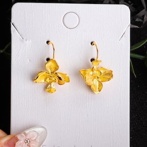 Phalaenopsis Orchid Drop Earrings Sterling Silver Orchid Floral Dangle Earring Delicate Flower Earrings Jewelry Gift for Her