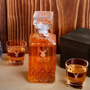 Personalized Whiskey Decanter Set Groomsmen Gifts Engraved Whiskey Decanter Set With Wood Box Gift Groomsmen Proposal