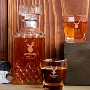 Groomsmen Proposal, Personalized Whiskey Set, Whiskey Decanter Gift for Him, Groomsmen Gifts, Best Man Gifts, Dad Gift, Mens Gift