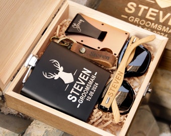 Personalized Groomsmen Gifts, Groomsman Gift, Hip Flask in Groomsman Gift Box Set, Groomsmen Proposal, Best Man Gift