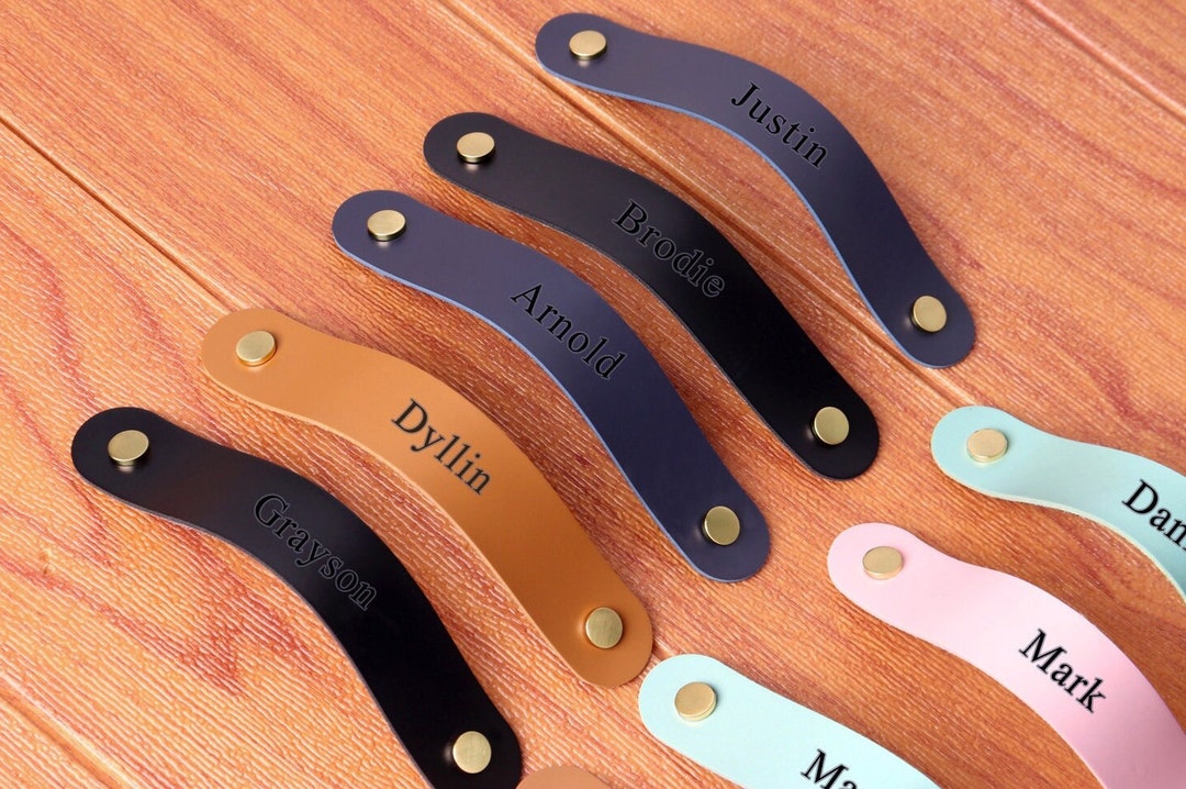 Dresser Handles, Leather Pulls, Leather Door Handle, Leather Drawer