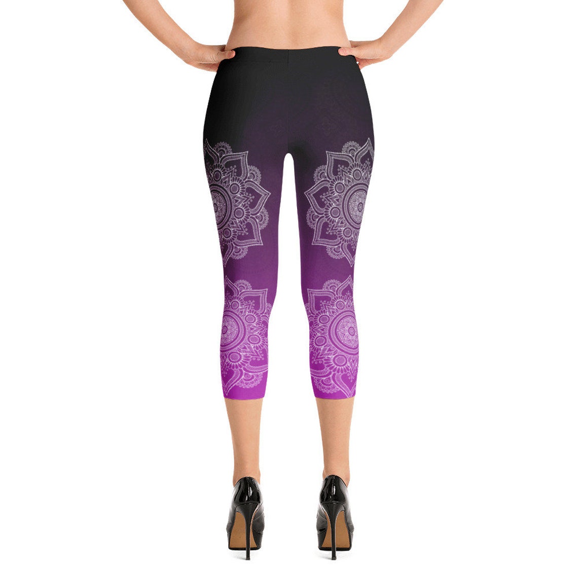 black and purple yoga pants