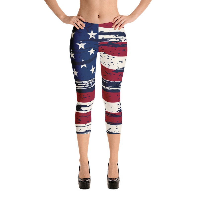 American Flag Leggings / USA Flag Clothing / Yoga Leggings / Etsy