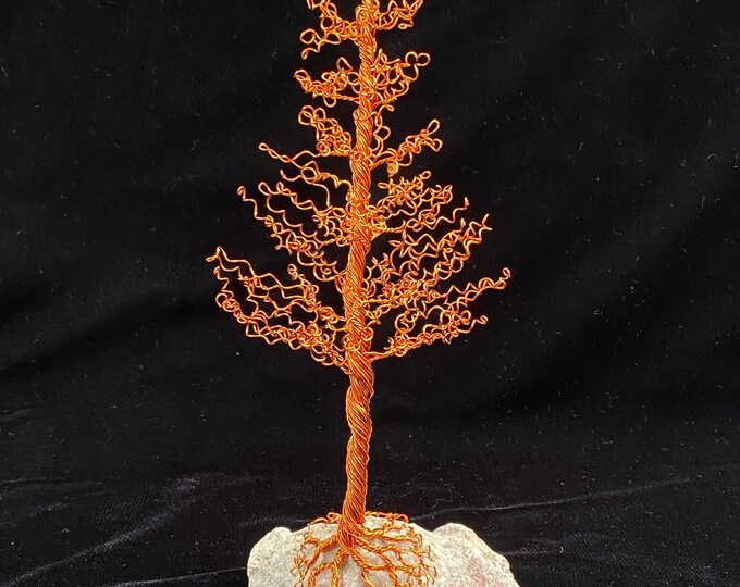 Copper Wire Pine Tree of Life on Rock Sculpture Etsy