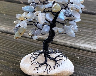 Labradorite Gemstone Tree of Life Sculpture. Gem Tree. Gemstone Tree of Life Gift. Mini Bonsai Tree Sculpture.