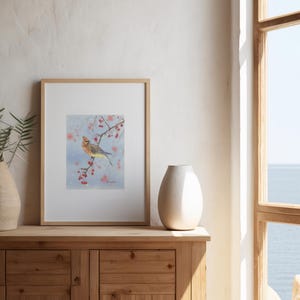 Cedar Waxwing Bird Print - Watercolor Art of Songbird - Nature Wall Decor Gift