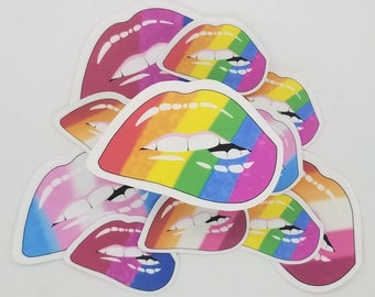 Pride lips sticker, pride sticker, weatherproof sticker, water resistant sticker, matte finish