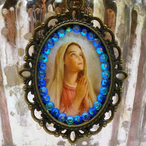Virgin Mary Medal - Virgin Mary Pendant - Religious Jewelry - Holy Virgin - Handmade Necklace