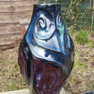 handmade vase, Large multi coloured vase, blue vase, purple vase image 1