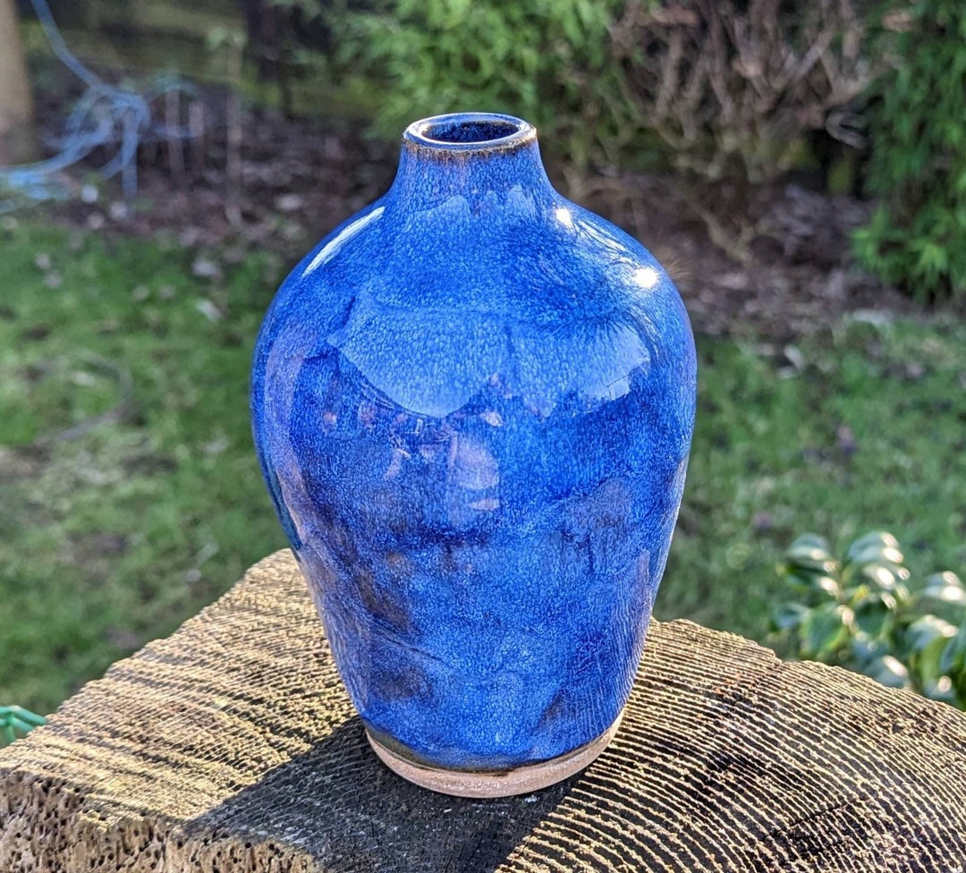 Handmade Blue Stoneware Vase: Wheel-thrown Ceramic Vase - Etsy UK