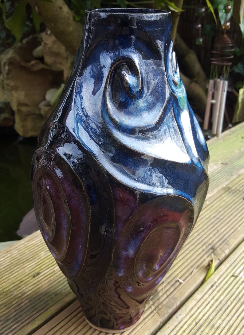 handmade vase, Large multi coloured vase, blue vase, purple vase image 2