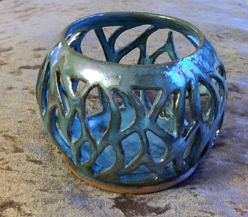 orchid pot housewarming gifts gifts for her birthday present Christmas gift lustre glazed Turquoise blue tea light holder