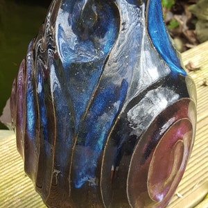handmade vase, Large multi coloured vase, blue vase, purple vase image 5
