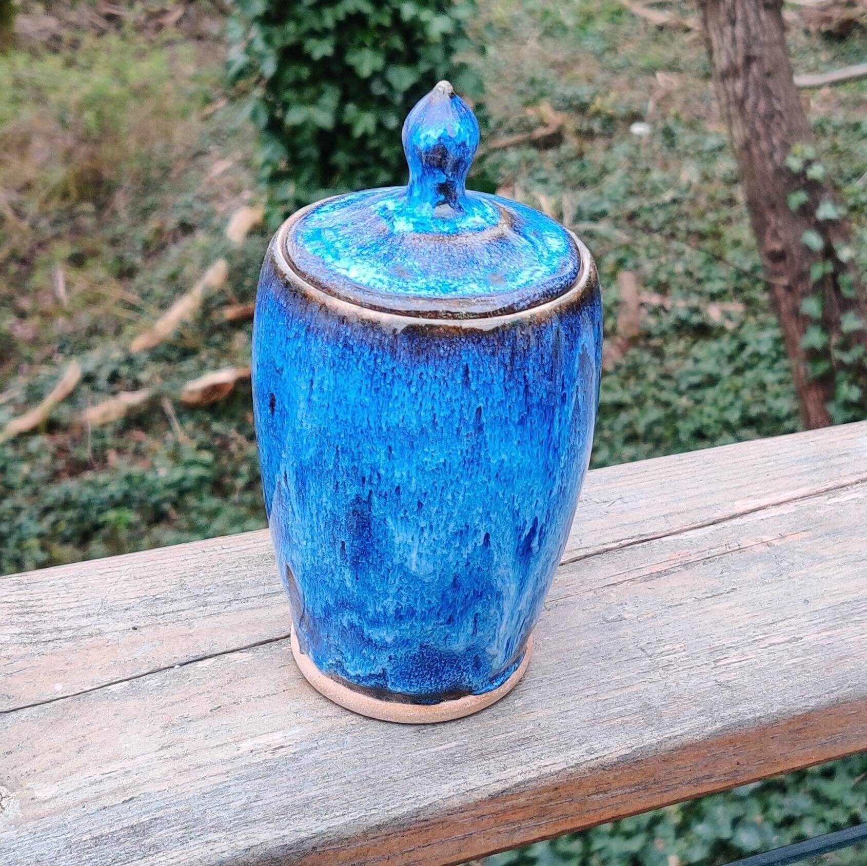 Blue lidded pot ceramic pot with lid storage jar. Etsy