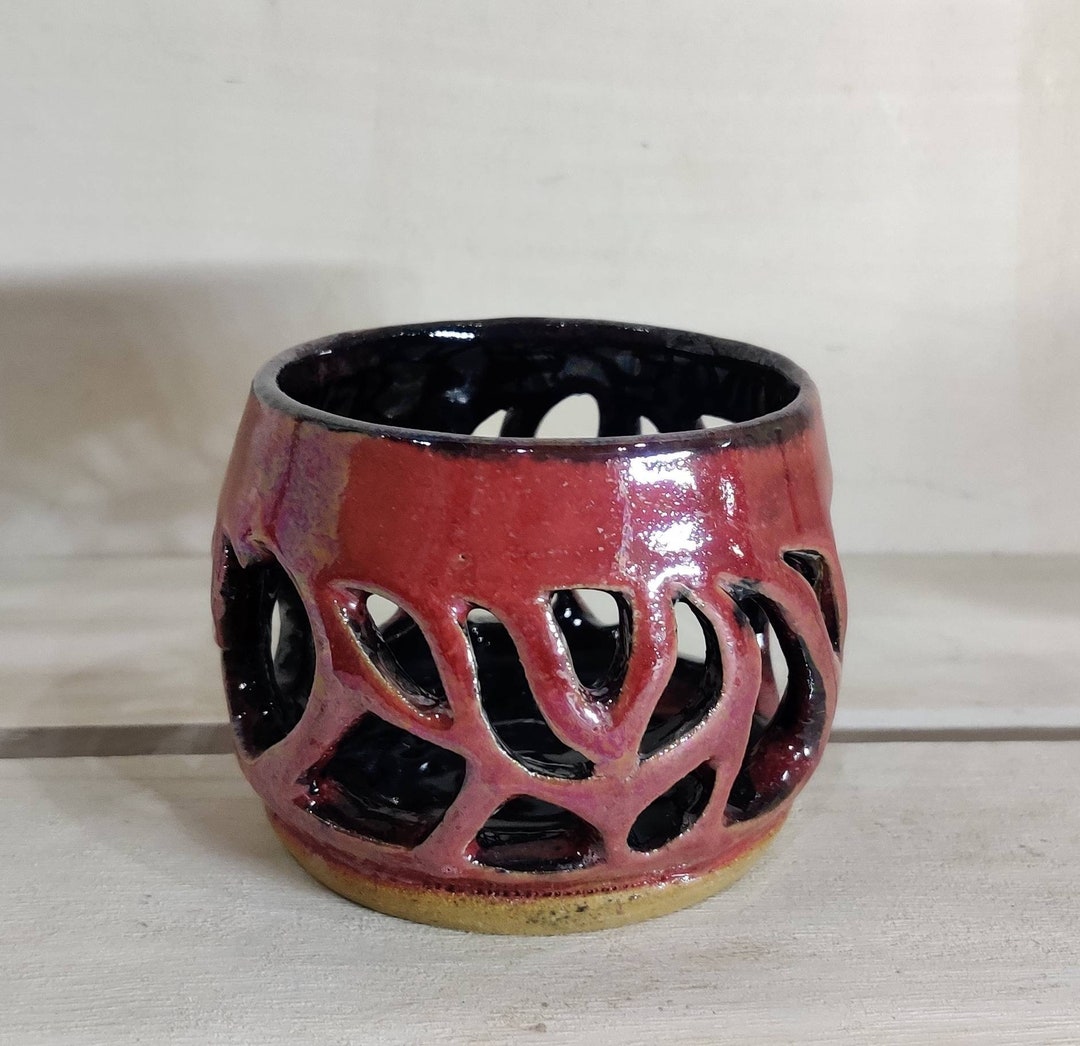 Ceramic Tea Light Holder Luminary Red Tea Light Etsy UK