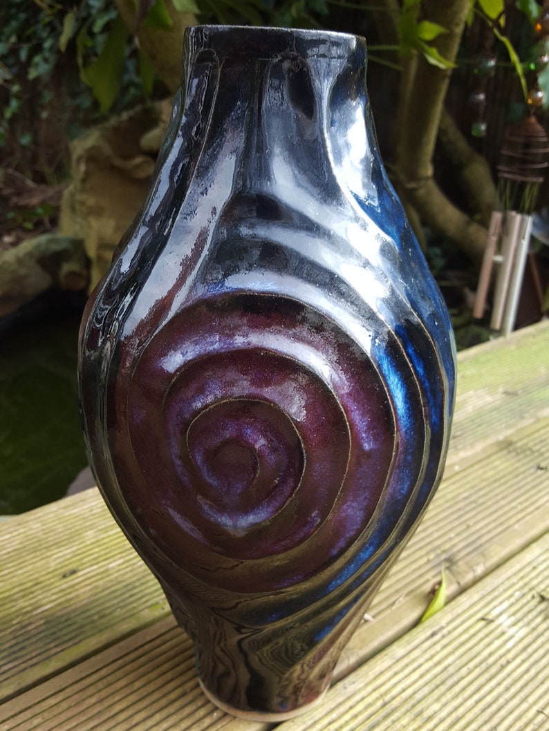 handmade vase, Large multi coloured vase, blue vase, purple vase image 3