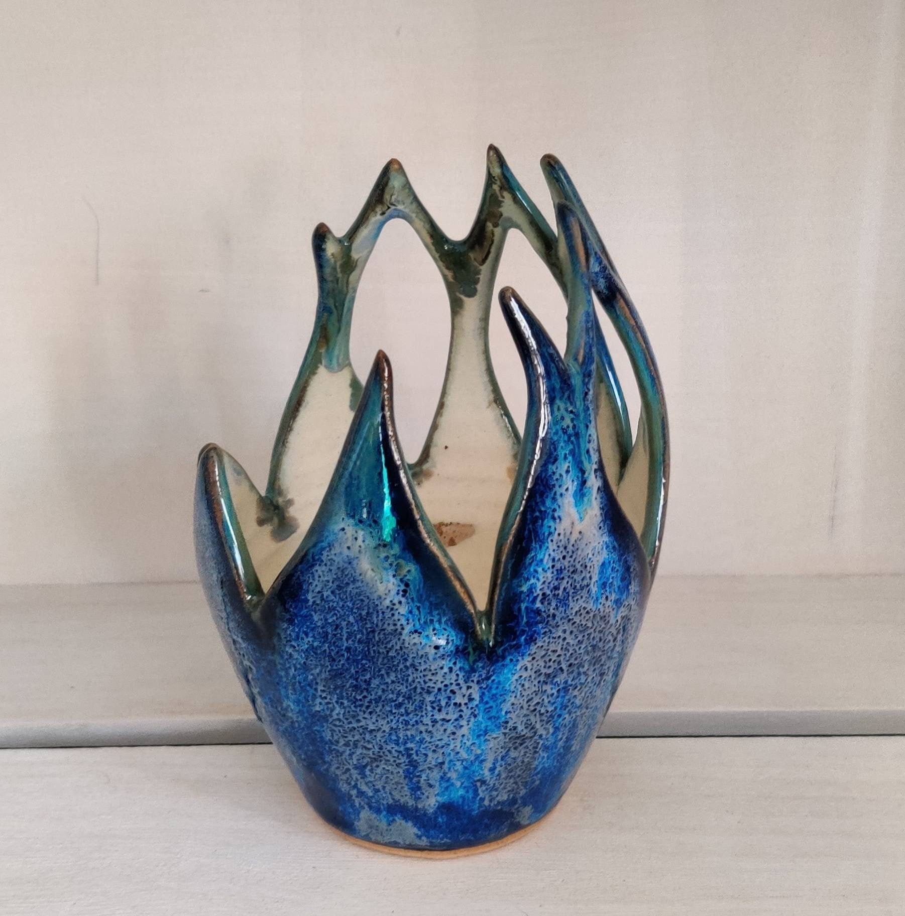 orchid pot housewarming gifts gifts for her birthday present Christmas gift lustre glazed Turquoise blue tea light holder