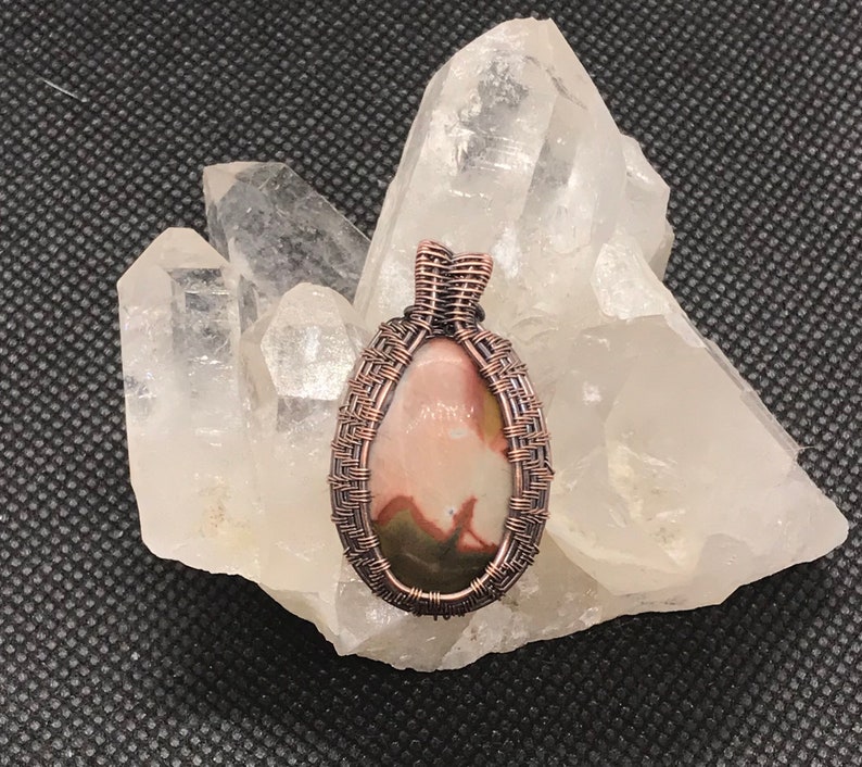 Wire wrapped picasso jasper pendant