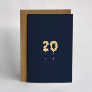 Âge du ballon de style 20e anniversaire Carte de vœux