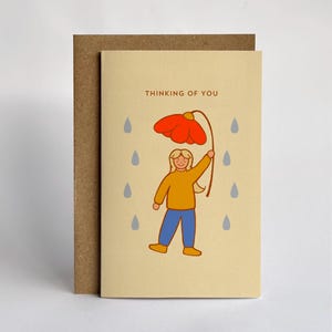 Je pense à vous Carte de voeux avec une fleur colorée et fantaisiste
