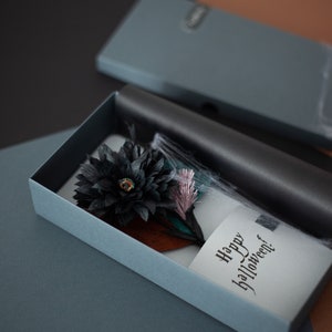 Happy Halloween-kaart met zwarte bloem, Halloween cadeau