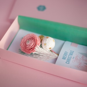 Carte de Noël rose de luxe pour fille, joli cadeau de Noël personnalisé