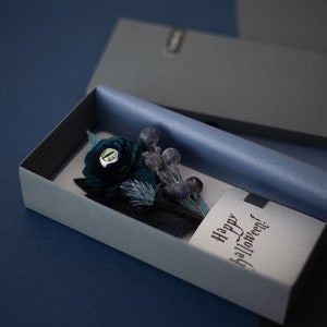 Carte Happy Halloween avec fleur noire, cadeau d'Halloween
