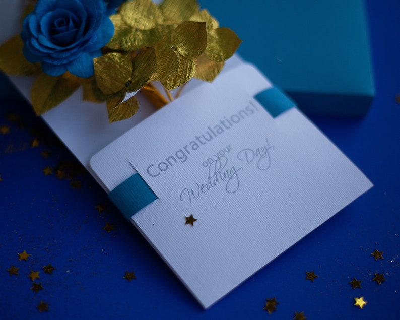 Personalised blue Wedding Money Envelope Card, Wedding Congratulations Card, Newlyweds Gift image 6