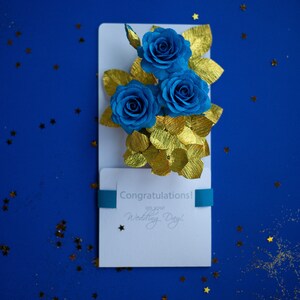 Personalised blue Wedding Money Envelope Card, Wedding Congratulations Card, Newlyweds Gift image 7