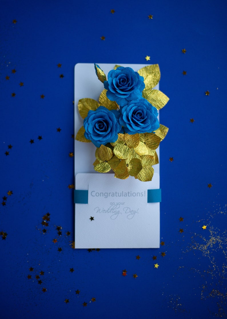 Personalised blue Wedding Money Envelope Card, Wedding Congratulations Card, Newlyweds Gift image 7