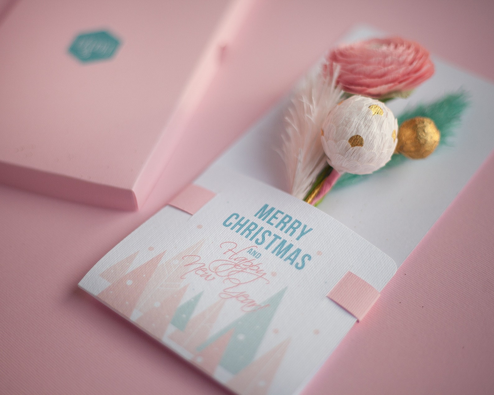 Luxury pink Christmas Card for girl Cute Personalized | Etsy
