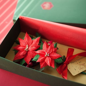 Buquê de papel de Natal com Poinsétia vermelha, presente de Natal personalizado para a mãe