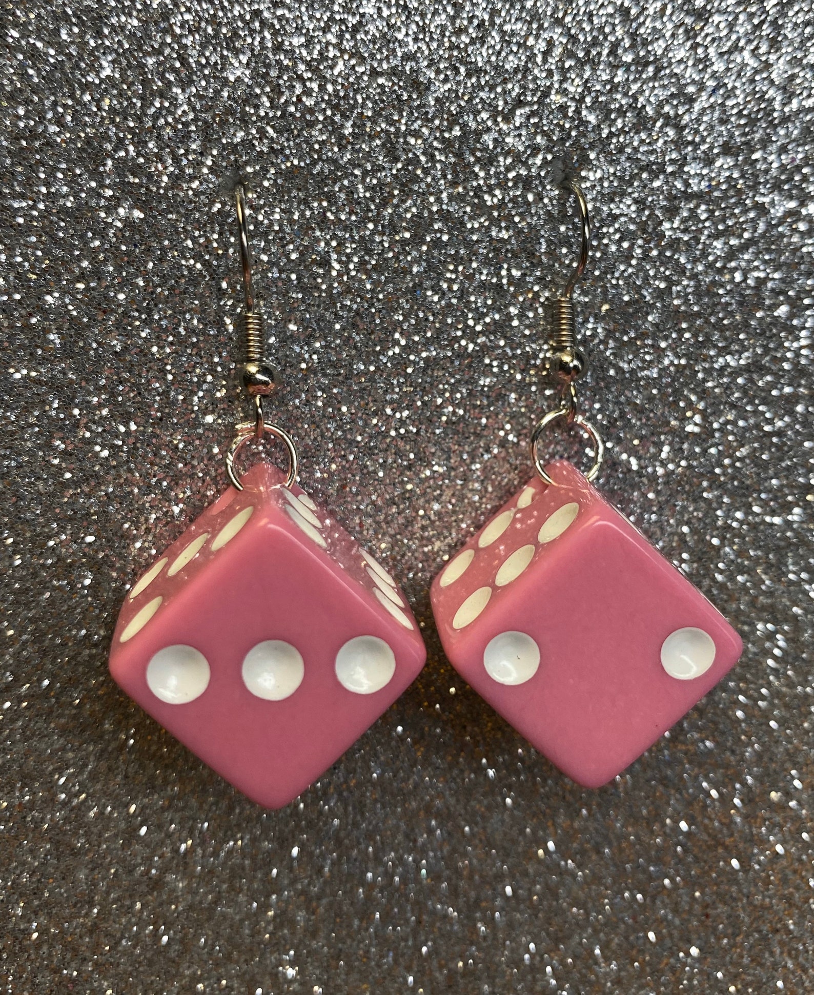 Pink dice earrings Etsy