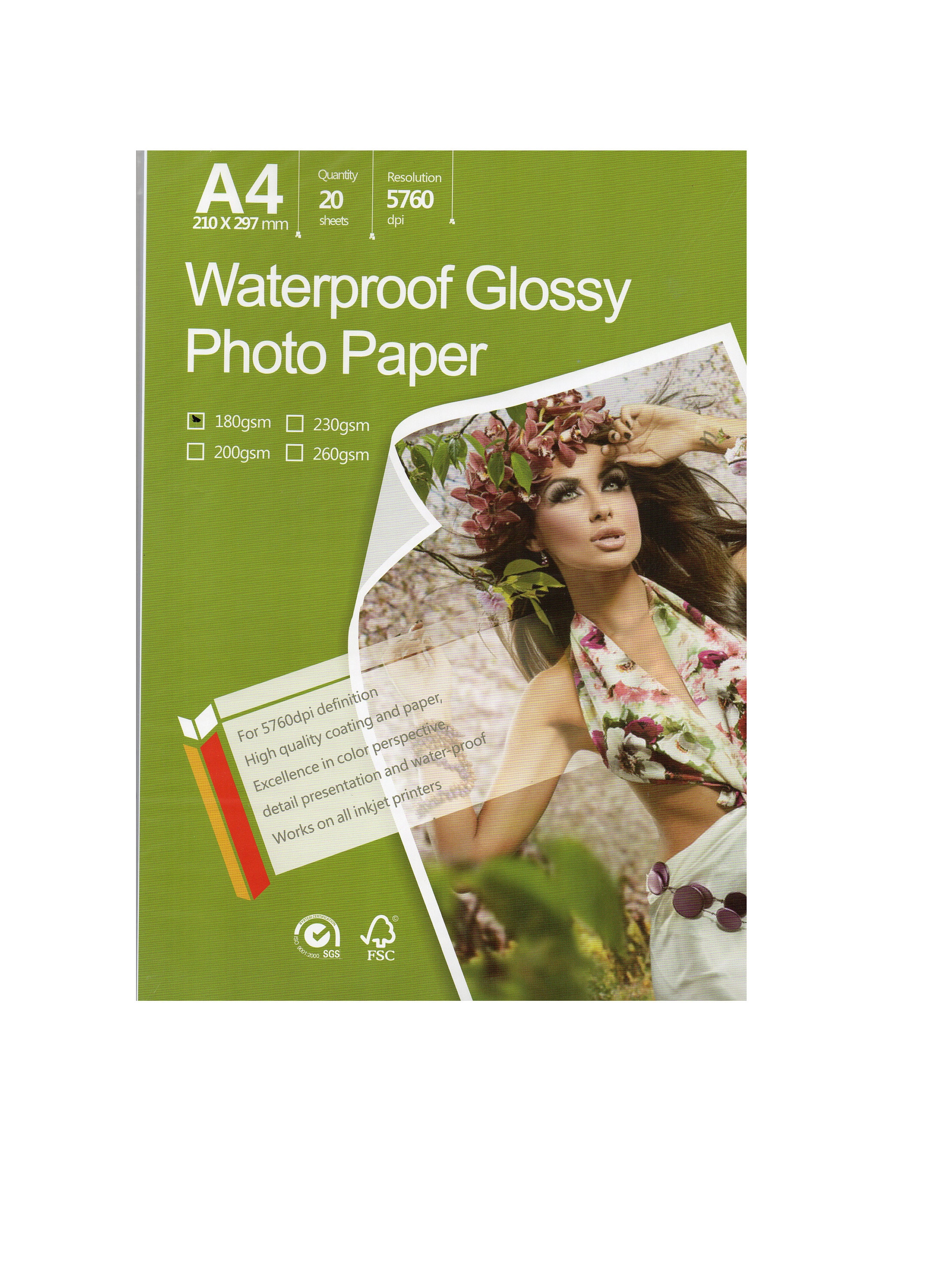Glossy Photo Paper, 5 x 7 inch, 100 Sheets, by Better Office Products, 230 gsm, 5 x 7, 100-Count Pack, White