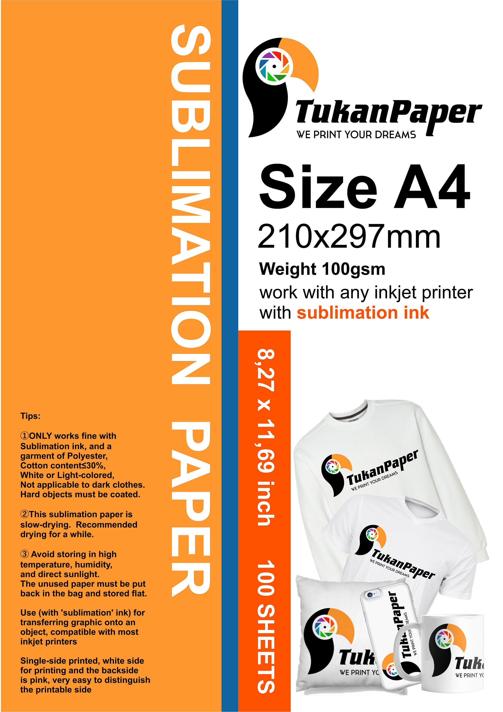 Inkjet Sublimation Paper A4 - High-Quality Transfer Paper for Vibrant  Sublimation Printing