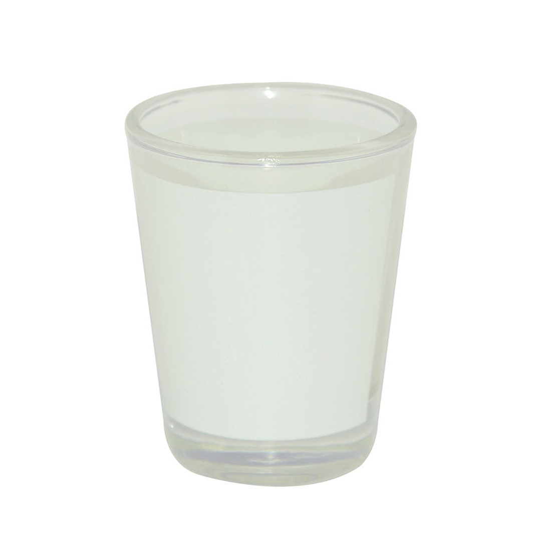 12 Pieces Blank Sublimation Shot Glasses 1.5 Ounces White Patch Heat Thermal Transfer Dye Craft Tequila