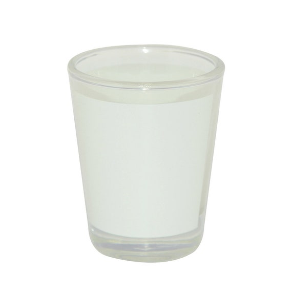 12 Pieces Blank Sublimation Shot Glasses 1.5 Ounces White Patch Heat Thermal Transfer Dye Craft Tequila