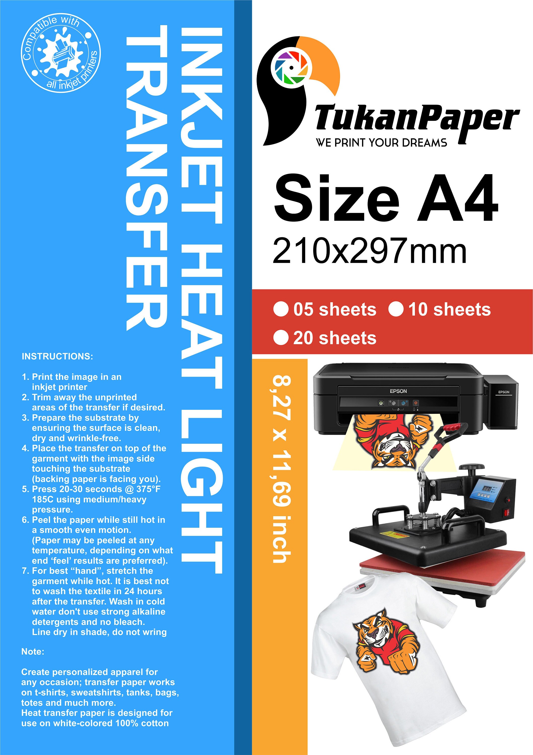  36 Sheets Dark Transfer Paper, A4 Heat Transfer Paper Printable  Iron on Printer Paper for T Shirts Dark Fabric (8.3x11.7 Inch) : Arts,  Crafts & Sewing