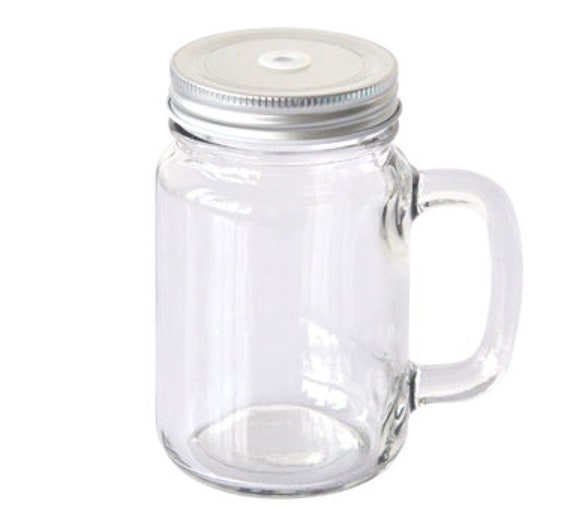 Sublimation 12 oz. Mason Jar with handle, lid, and straw-clear