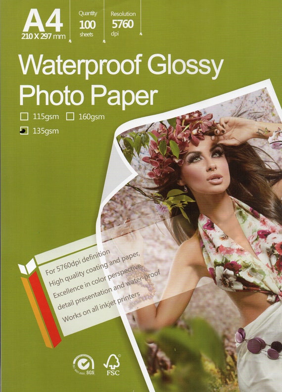Premium Glossy Inkjet Photo Paper 8.3x11.6 A4 Size 100 Sheets Weight 135gsm
