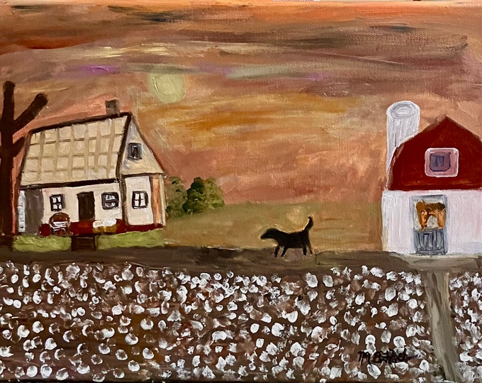 New 14x11 Original from Black Dog Mississippi Series:Cotton’s High and the Horse is in the Barn”