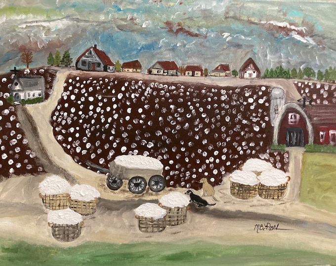2 Dog Harvest ORIGINAL SOLD 14 x 11 signed and numbered prints available. Folk piece by Southern F olk Artist, Mary Bryan Flach