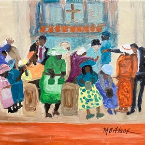 Original Sold -  now Available in prints only.signed and numbered.   Sweet Hour of Prayer by Southern Folk Artist, Mary Bryan Flach. 14x11