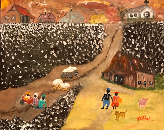 Pullin Sistah Home.  By Southern Folk Artist, Mary Bryan Flach of Colorful Daughter Art 14 X 11 signed & numbered Prints Original Sold