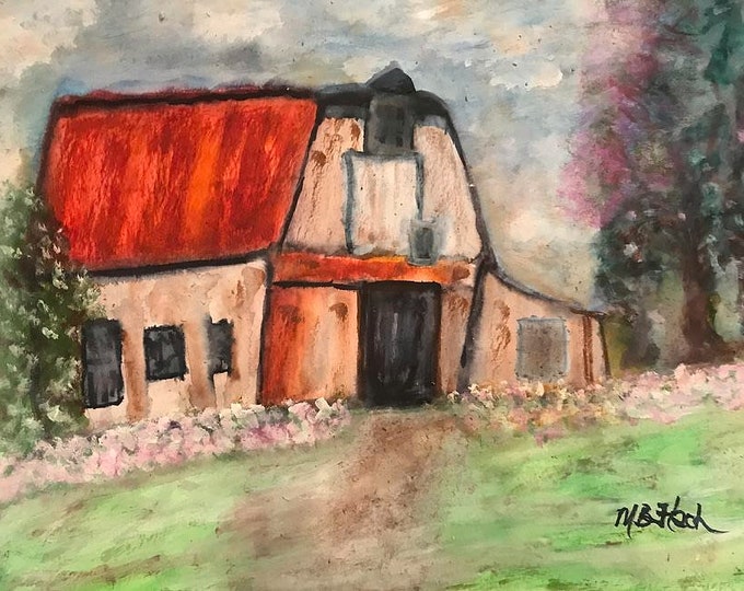 Original Watercolor "Red Barn in Country" Sold!  Now available in 10x8 prints signed and numbered!