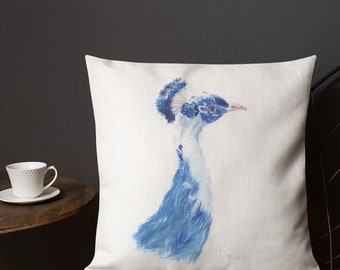 Blue Peacock Pillow / Peacock Decor / Guest Room Decor / Nature Pillow