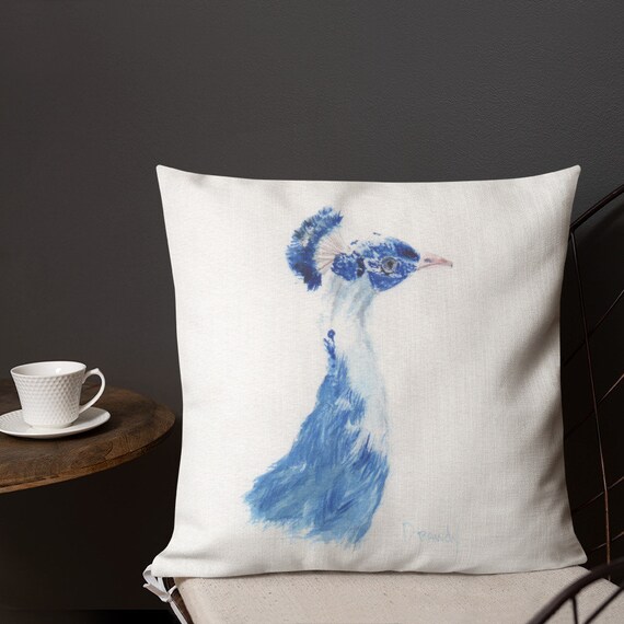 Blue Peacock Pillow Peacock Decor Guest Room Decor Nature Pillow Etsy